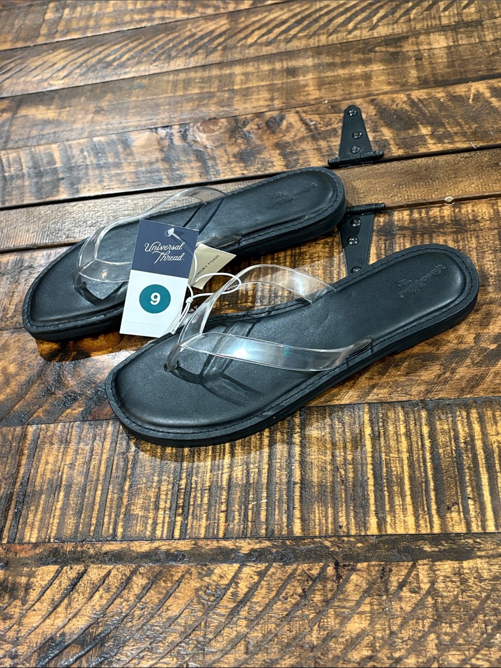 Universal Thread Black Footbed Clear Strap Women's Sandals